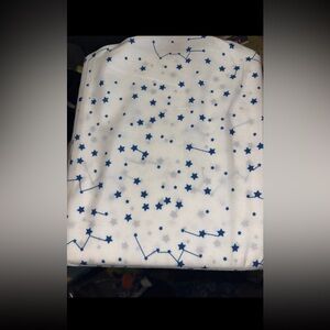 Star and Constellation Print Fabric - Blue on White sheet set Twin